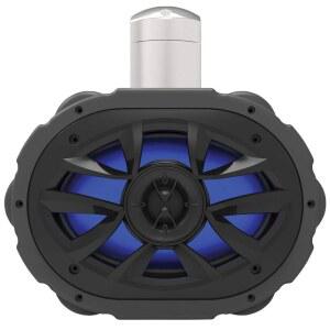 BOSS 오디오 시스템 MRWT69RGB 마린 웨이크타워 스피커 - 600와트 전력, 6 x 9 인치, 풀 레인지, 양방향, 멀티 컬러 LED 조명, 등급, 내후성, 개별 판매