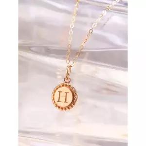 오벨리 14K 리썸 에이치 한줄 목걸이 미니 코인 이니셜 H 레이어드 금목걸이