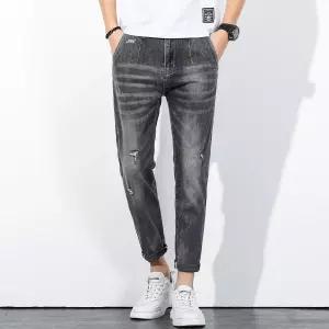 남자청바지 9부 데미지 슬림핏 데이터형 스판 트렌드 봄가을 데님팬츠 심쿵희망