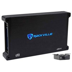 Rockville dB14 모노 카 앰프, 4000W, Class-D, Dyno 인증, 아음속 필터, EQ, 크로스오버, 베이스 리모컨, 서브우퍼 및 오디오에 적합