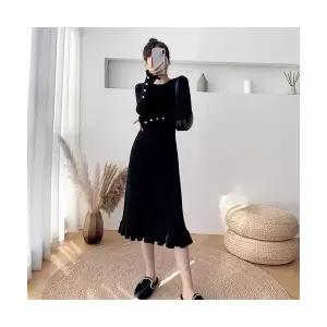 와칸다 여성 여친 원피스 쉬폰 스커트 이너 머메이드 프릴 니트 패션 미디 KKE3