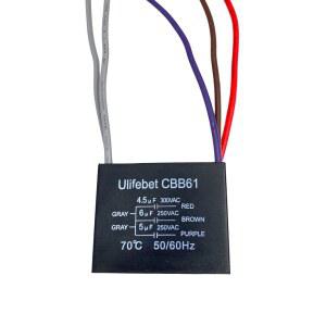 새로운 천장 팬 커패시터 CBB61 4.5uf + 6uf 5uf 5 와이어 250V