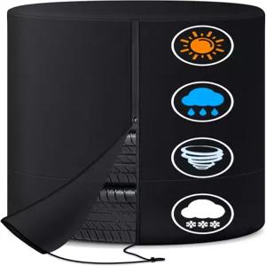 콤노바 타이어 보관 커버 - 트럭용 600D SUV 캠퍼 RV 트레일러 방수 헤비 듀티 페이드 저항성 시즌 예비