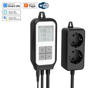 Tuya 디지털 온도 컨트롤러 소켓 조절기 히터 플러그 수족관 온실 음성 제어 Alexa Google 홈을 통해