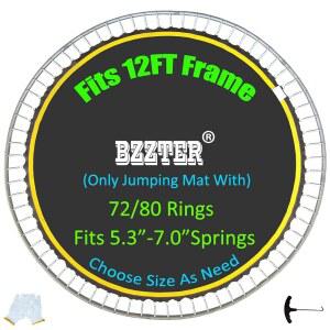 Bzzter 트램펄린 매트 12피트 지름 프레임 장착 10줄 스티칭 풀 훅 장갑 교체