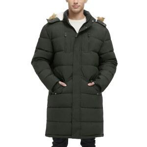 Rejork 남성용 엑스트라 롱 플리스 퍼퍼 재킷 아우터 겨울 코트 후드 파카 따뜻한 방수 추운 날씨