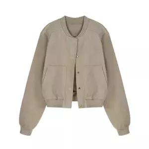 EAMT 여자 야구 점퍼 카키 모직 복 숏 코트 가을 재킷 EUNG3