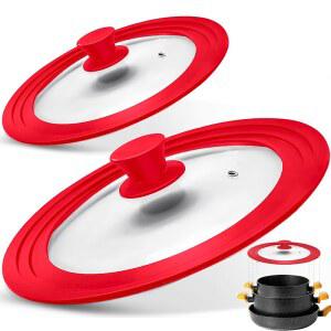 PGY 다용도 강화유리 냄비 뚜껑 실리콘 테두리 쿨 터치 손잡이 스팀 식기세척기 사용 가능 프라이팬