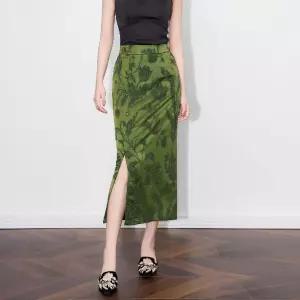 율랑팡 여성 A라인 자가드 스커트 힙트임 미디엄 가을 HO3