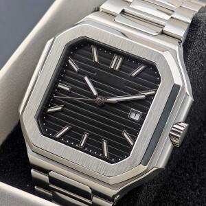 코르게우트 우아한 DIY 맞춤 로고 NH35 8215 스테인리스 스틸 자동 시계 남성호환용 날짜 표시 및 팔각형