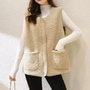 뽀글이 라운드넥 데일리 양털 조끼 베스트 후리스 캐주얼