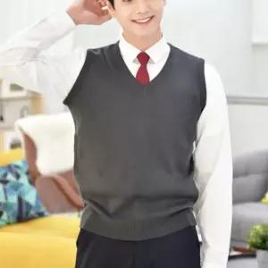 교복 니트 베스트 조끼 그레이 보풀방지 남성 스웨터