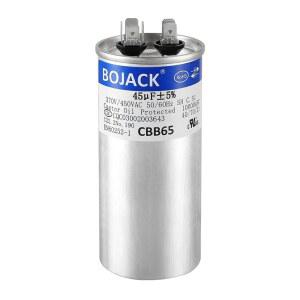 BOJACK 45 uF MFD 370/450V CBB65 AC 모터 런 또는 팬 스타트 및 냉각 열 펌프 에어컨용 라운드 커패시터