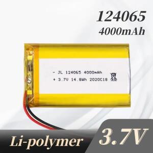 124065 3.7V 4000mAh 폴리머 리튬 배터리 대용량 Jst PH 2.0mm 2 핀 플러그 핸드 워머, 태블릿 의료 기기