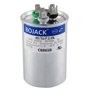 BOJACK 40+5 uF 40 /5 MFD 6% 370V /440VAC CBB65 듀얼 런 원형 시동 커패시터, AC 모터 또는 팬 스타트 콘덴서 스트레이트용