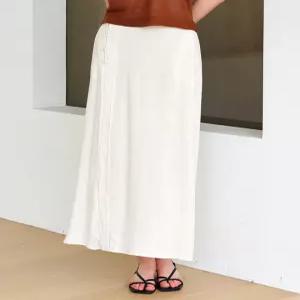 [GGPX]사이드 버튼 포인트 린넨 롱 스커트 (GQBWH004D)