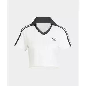 아디다스 ADIDAS 풋볼 자카드 브이넥 크롭 폴로 셔츠 - 화이트 JD2608 162500