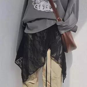 프렌치 레이스업 숏 팔트 커튼 스커트 봄 레이어드 INS 여성 랩 밴디지 드레스 에이프런 확장