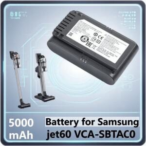 삼성 호환 진공청소기 배터리 5000mAh 21.6V 충전식 리튬이온 Jet 60 VCA-SBTA60, 호환
