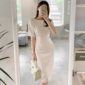 손오천 여친 원피스 치마 옆트임 럭셔리정장 커리어 봄여름 데일리룩 슬림핏 KUK1