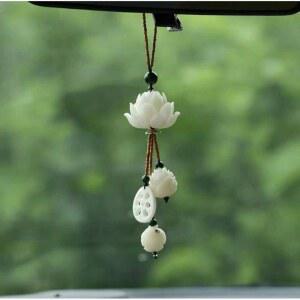 불교 룸미러걸이 연꽃 자동차 차걸이 팬던트 풍수소품 악세사리 잉어 액막이 차량 염주