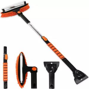 41인치 확장형 자동차 윈드실드 2-in-1 스노우 브러시 스크레이퍼 및 360도 피벗 헤드가 있는 트럭 SUV를