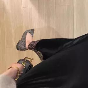 밴널스샵 여성 쉬폰 올가을 빈티지 레이스 벨벳 스커트 밴딩 슬림핏 롱 HO3