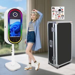 40인치 미러 셀피 포토부스 21.5인치 터치스크린 매직 DSLR 파티용 플라이트 케이스 포함