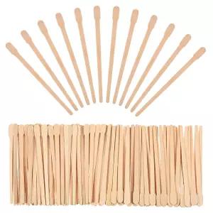 베메모 500개 왁스 스틱 눈썹 립 노즈 작은 나무 어플리케이터 주걱 공예 헤어 페이스 다리 제거 스파용