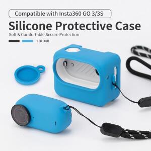 Insta360 호환용 호환용 GO3 / 3S 소프트 케이스용 보호 실리콘 커버(포드 스트랩 및 카메라 포함)