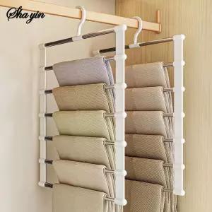 접이식 바지걸이 다층 논슬립 클립 공간 절약형 옷장 정리기 보관용 행거 시스템