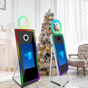 휴대용 매직 미러 포토 부스, 터치스크린 셀카 포토부스 머신, 웨딩 파티 대여 행사용 플라이트 케이스 포