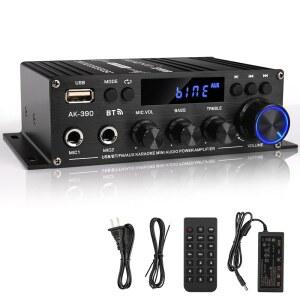 로믹타 스테레오 오디오 앰프, 400W+400W, FM, AUX, USB, 마이크 입력, 12V 5A 전원 공급 장치, 카 홈 바 파티용 파워 앰프 2.0 CH 미니 하이파이 블루투스 5.0 리시버