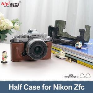 니콘 Zfc 카메라용 하프 케이스, 어깨 스트랩, 목 핸드 버팔로 텍스처, 하단 오픈 1/4 나사 가죽