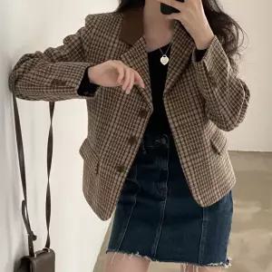 헐크 여자 여사친 모직 캐주얼 쇼트 코트 빈티지싱글 KKE1