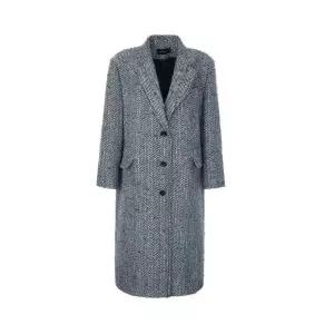 여자체크코트 도트 헤링본 패턴 가을 클래식 루즈핏 롱코트 하프 울코트 모직