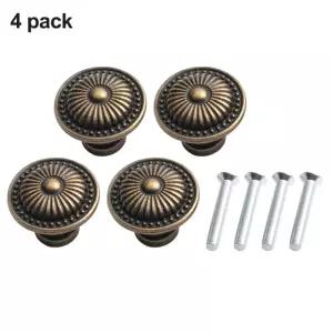 4Pcs 빈티지 청동 캐비닛 손잡이 세트 찬장 문 당겨 아연 합금 드레서 가구 보석 상자