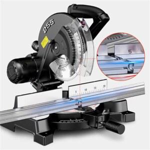 고정밀 목재 알루미늄 절단기 45 도 절단 원형 톱 220V 2200W 마이터 톱 알루미늄 기계 10 인치