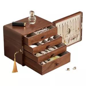 원목보석함 빈티지 예물 쥬얼리 장치 귀금속 잠금 나무 악세서리 상자 보석 보관함 악세사리