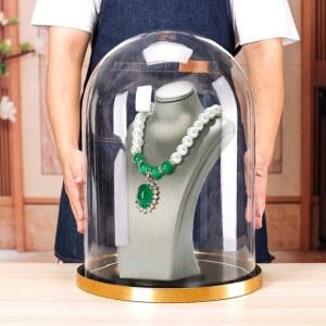 대형 유리돔 디스플레이 소품 글라스 전시대 35x35cm 부케 골드 장식장 메탈 결혼 베이스