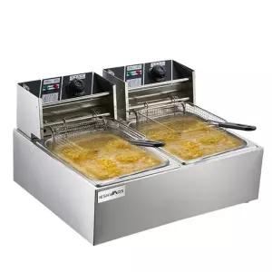 전기 튀김기 업소용 탕수육 감자튀김 푸드트럭 분식집 츄러스 온도조절 탁상