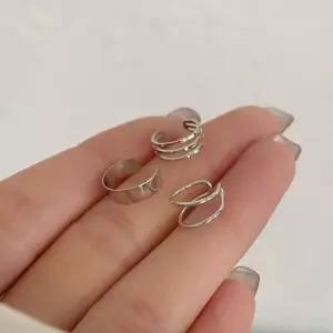 패션 이어커프 귀안뚫는 귀걸이 3종 세트 실버