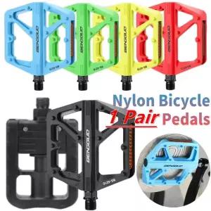 반사경이있는 이중 DU 베어링 나일론 자전거 페달 플랫폼 방수 사이클링 안전 액세서리