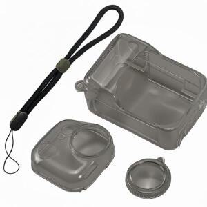 Insta360 호환용 호환용 Go 울트라 실리콘 보호 케이스 TPU 안티폴 커버 렌즈 캡 랜야드 포함 투명/블랙 충