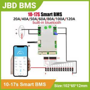 JBD 블루투스 스마트 BMS 10S~17S 13S 14S 16S 리튬 배터리 보호 보드 36V 48V NMC LFP 20A 40A 50A 60A 80