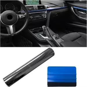 딕노 2 PCS 자동차 5D 광택 탄소 섬유 랩 12인치 60인치 DIY 비닐 랩핑 필름 롤 스크레이퍼 긁힘 방지 에어