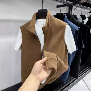 남사친 가을 하이넥 양면 민소매 집업 폴라폴리스 조끼 가디건 OP3