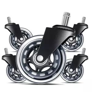 5PCS 사무실 의자 캐스터 바퀴 3 인치 회전 고무 교체 소프트 안전 롤러 가구 하드웨어