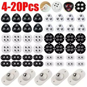 자체 접착 캐스터 미니 회전 휠 스테인레스 스틸 범용 가구 쓰레기통용 360 도르래 4-20 개