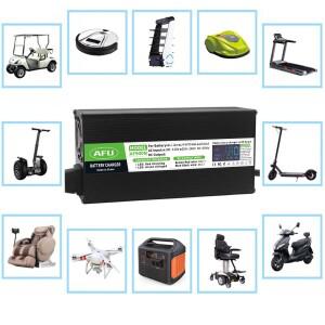 58.4V 15A LiFePO4 배터리 충전기 OLED 디스플레이 스마트 Usd 16S 48V 51.2V 알루미늄 케이스